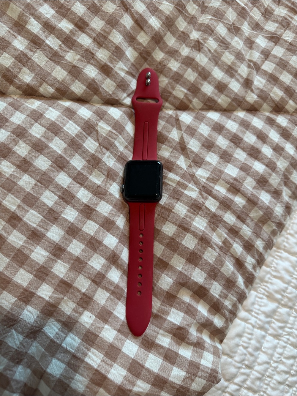 Apple Red Silicone Smartwatch Band with Space Gray Case